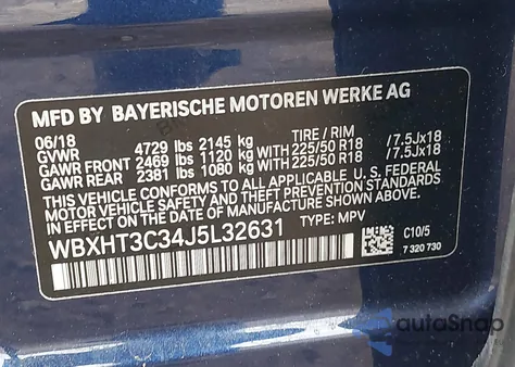 2018 BMW X1 xDrive28I from USA, damaged, VIN WBXHT3C34J5L32631